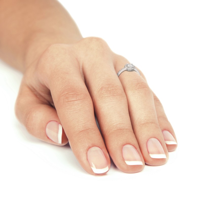 Zlatý zásnubní prsten DF 3098 se zirkony