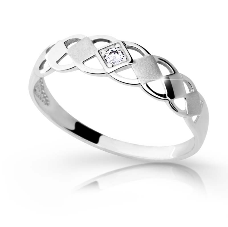 Zlatý zásnubní prsten DF 1912 se zirkony