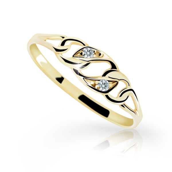 Zlatý zásnubní prsten DF 1242 se zirkony