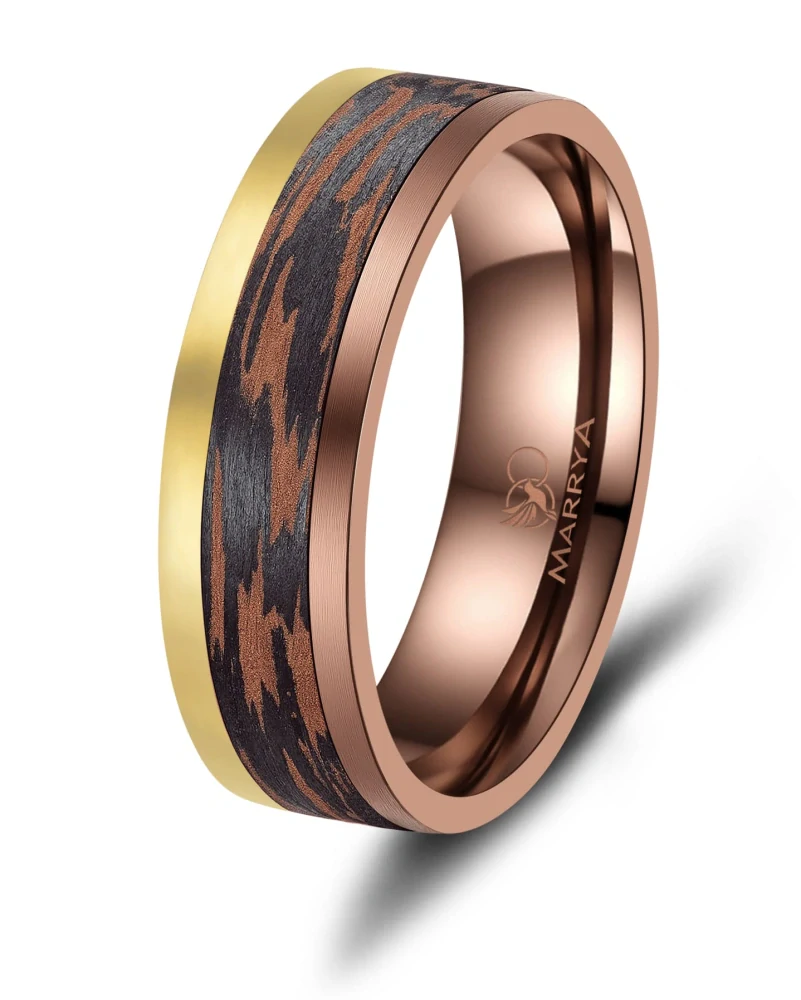 Snubní prsteny karbon Bronze Gold Edition – Harmonie kontrastů a luxusu