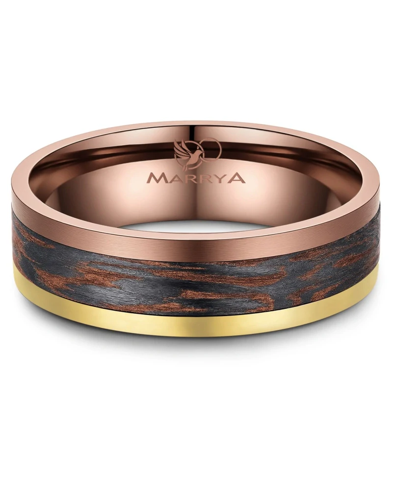 Snubní prsteny karbon Bronze Gold Edition – Harmonie kontrastů a luxusu