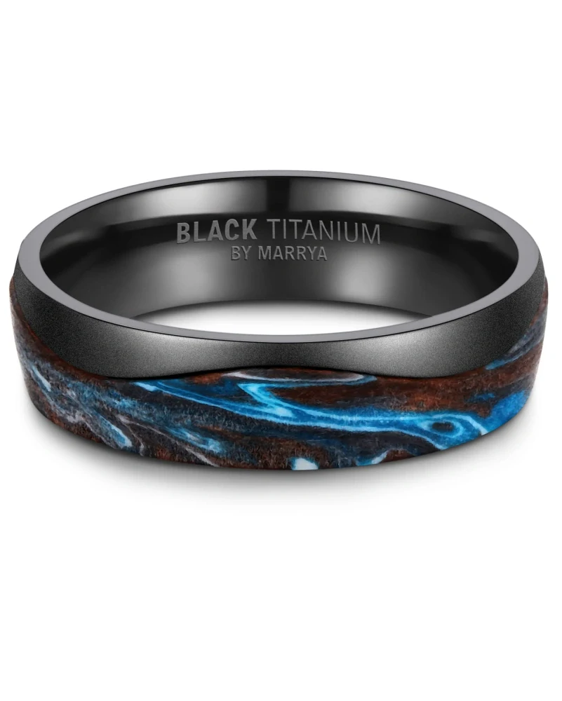 Luxusní snubní prsteny Black Titanium – Modrý oceán