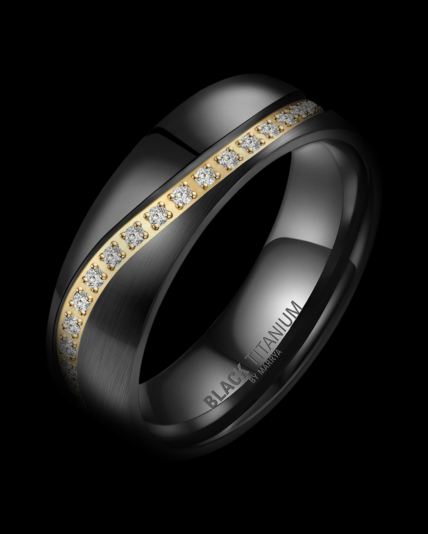 Snubní prsteny Black Titanium Black heart