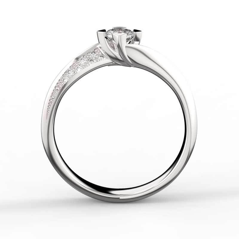 Zlatý zásnubní prsten DF 2101 se zirkony