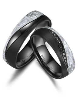 Snubní prsteny Black Titanium Black stone