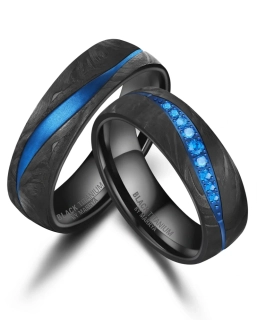 Luxusní snubní prsteny Black Titanium – Modrý oceán